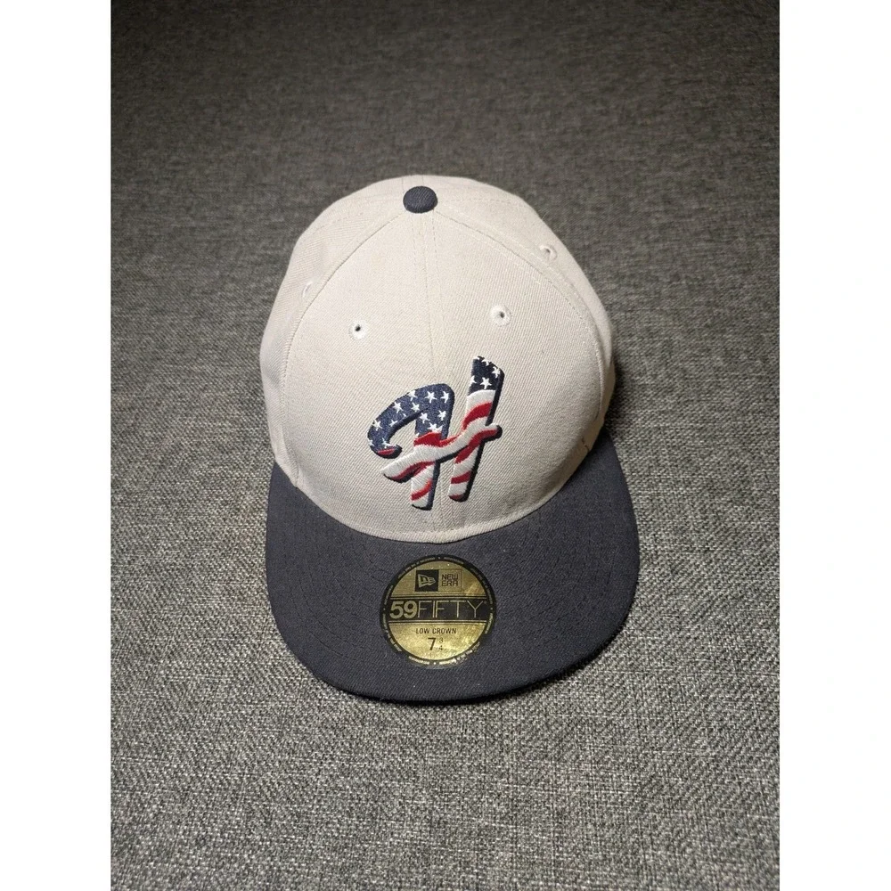 Hartford Yard Goats Milb New‎ Era Hat 7 3/4 Fitted USA Flag logo Baseball Cap